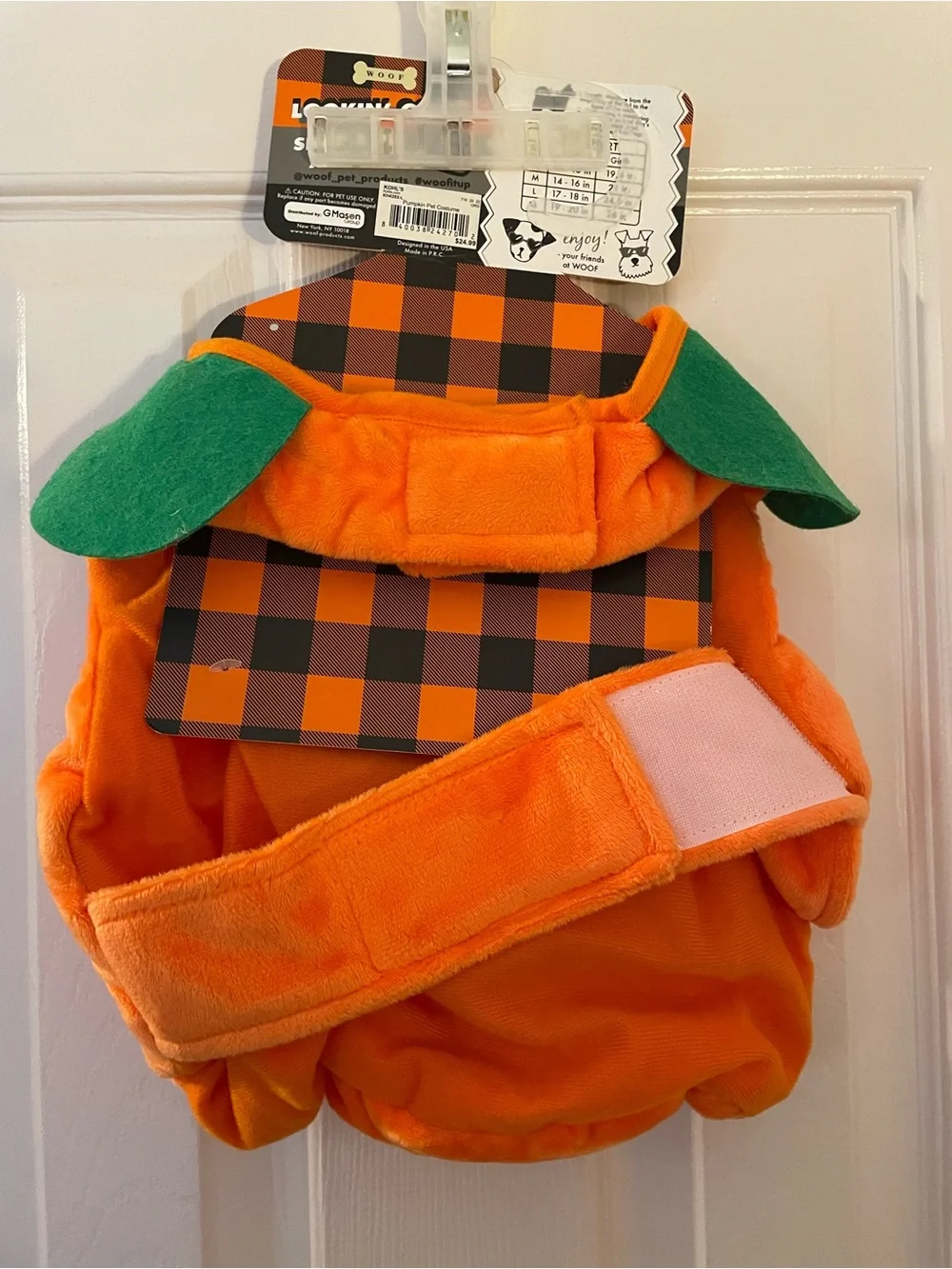 Pumpkin Pet Costume - Orange Halloween Outfit Large Woof New